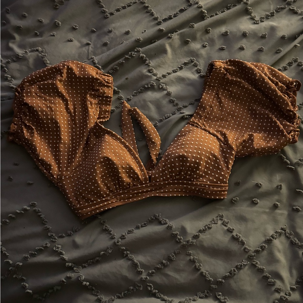 Xhilaration Brown Polka Dot Bikini Top
